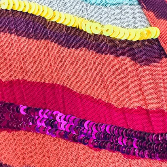 Soft Surroundings Womens Short Sleeve T Shirt Blouse Size L Sequins Stripe Multi - Picture 4 of 6